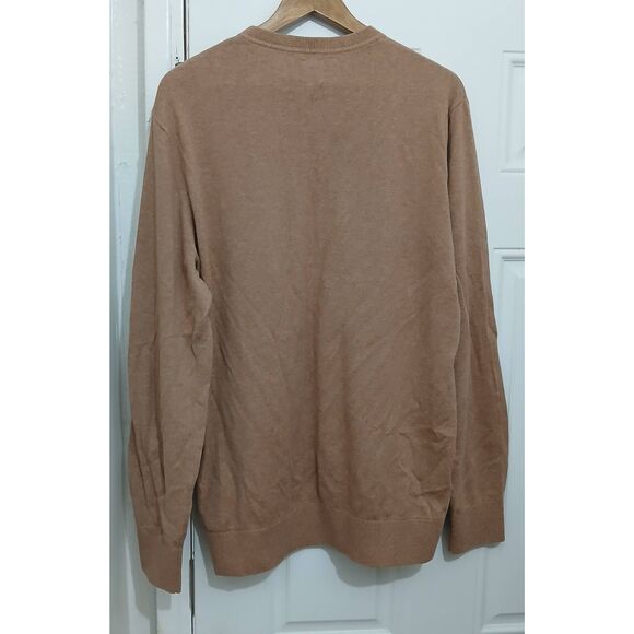 Gap mens large TALL camel color sweater soft cotton longsleeve pullover - Picture 4 of 7